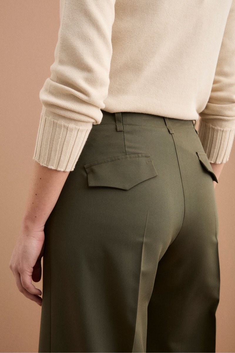 Pantalone Elegante a Palazzo con Piega - VERDONE - immagine 4