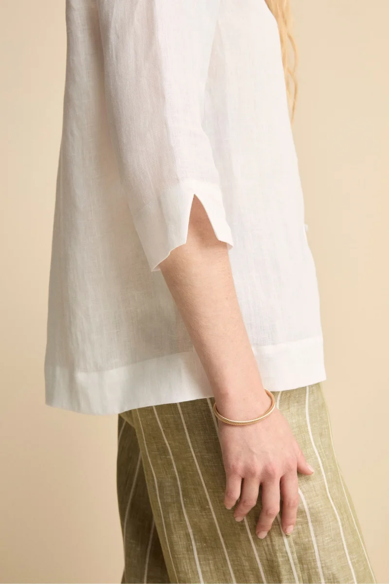 Camicia Boxy in Lino - BIANCO - immagine 5