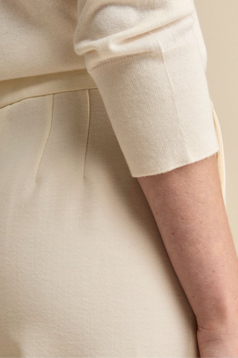 Pantalone con Pieghe a Palazzo in Misto Lana - PANNA - immagine 4
