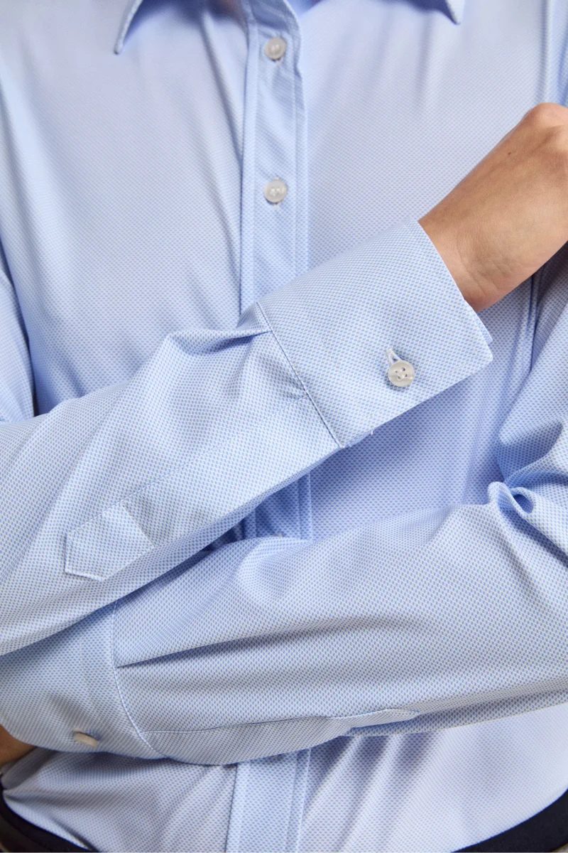 Camicia Microfantasia in Tessuto Tecnico - FANT. AZZURRO - immagine 4