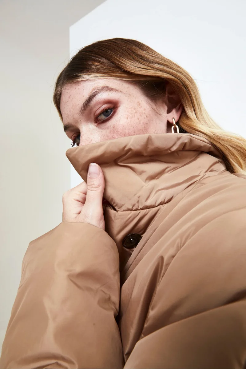 Piumino Midi con Cintura - BEIGE - immagine 4