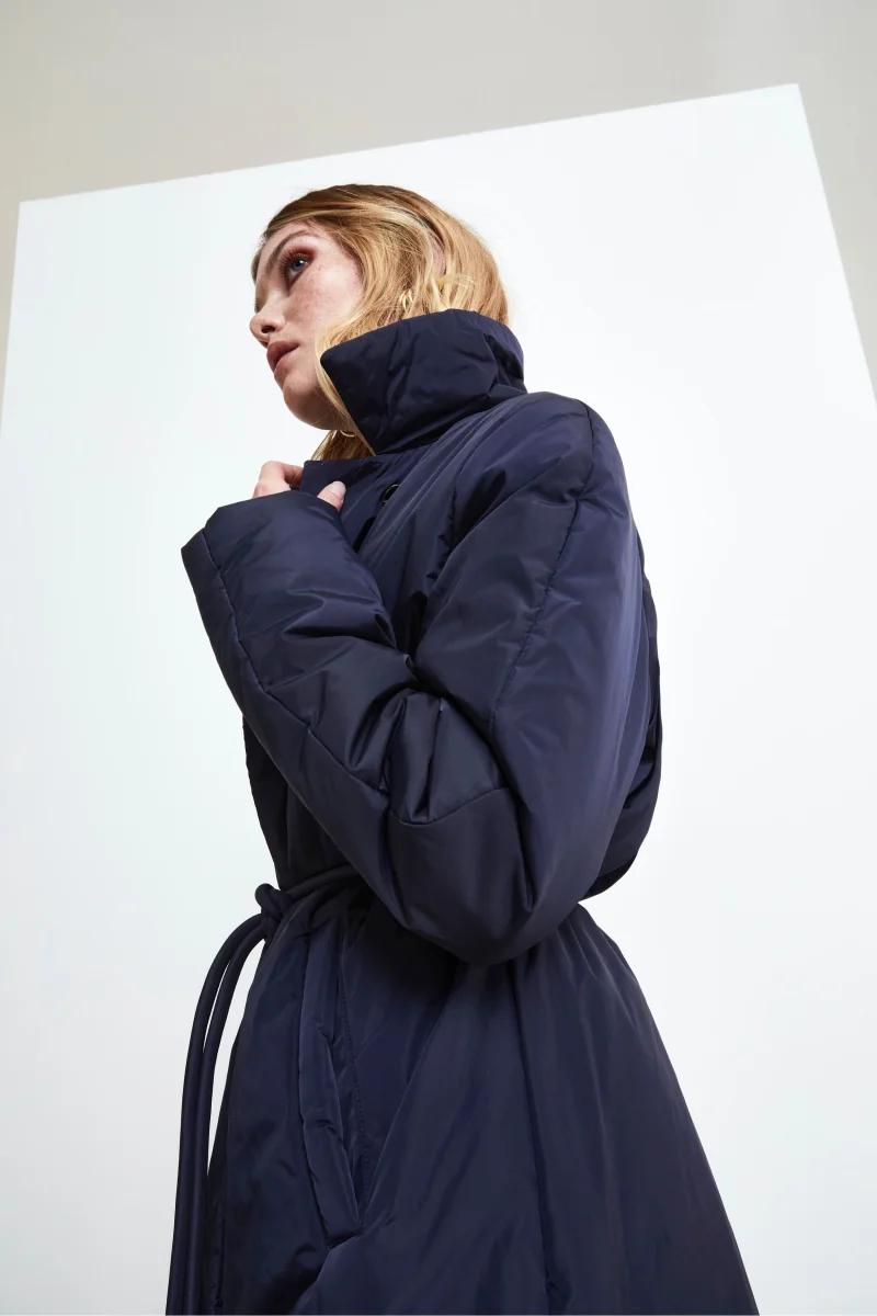 Piumino Midi con Cintura - NAVY - immagine 4