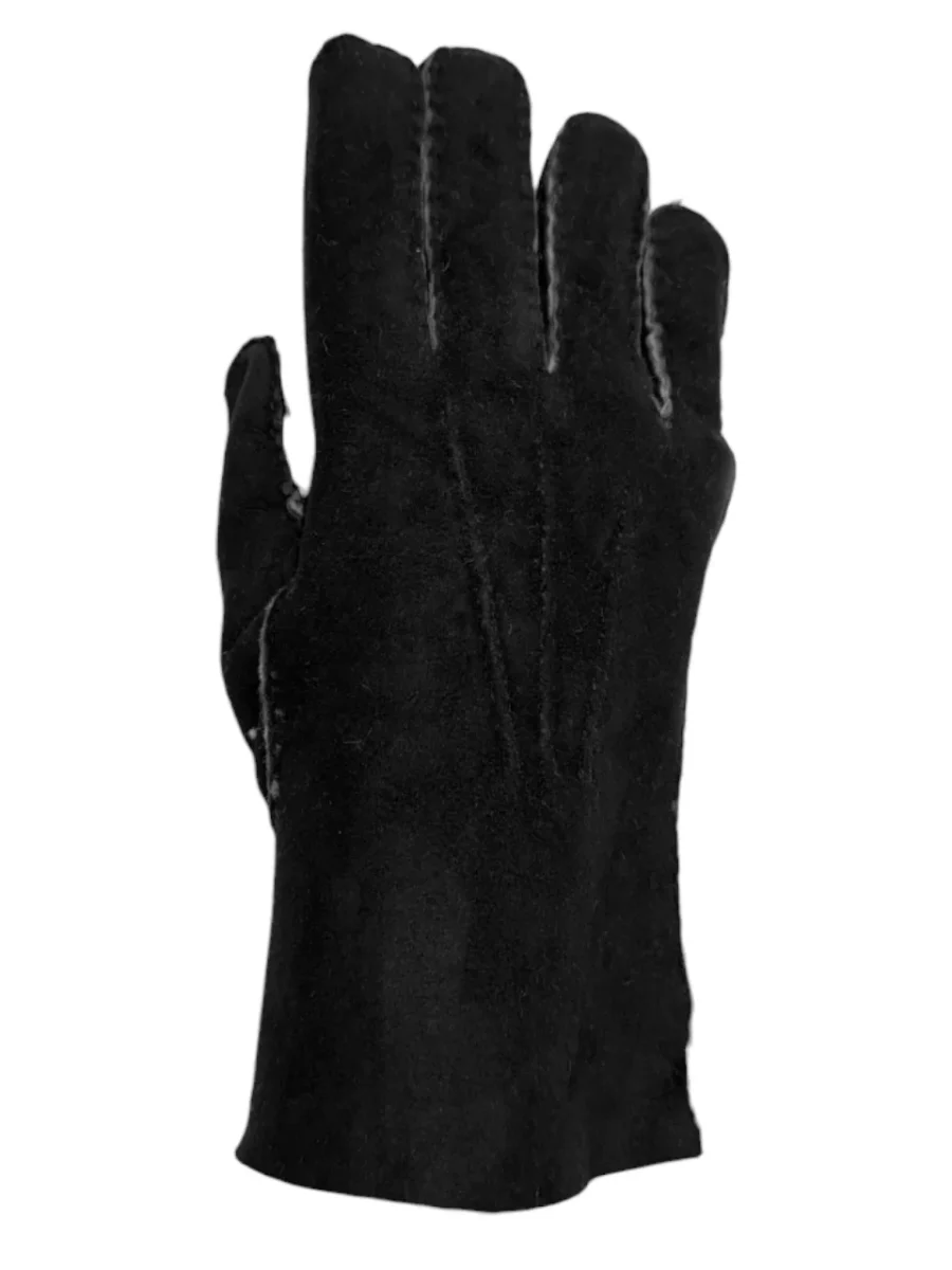 Guanto in vero montone da uomo 3 stripes nero - immagine 2