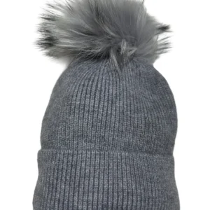 Berretto in lana con pon pon in murmasky grigio