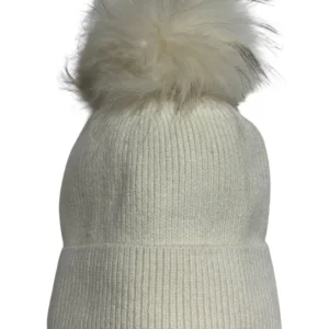 Berretto in lana con pon pon in murmasky panna