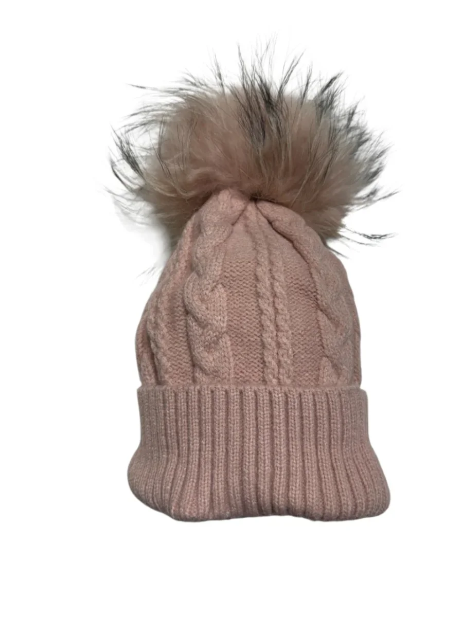 Berretto in lana int con pon pon in murmasky rosa - immagine 2