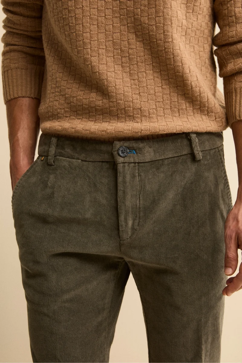 Pantalone Chino Regular Fit in Velluto - VERDE - immagine 5