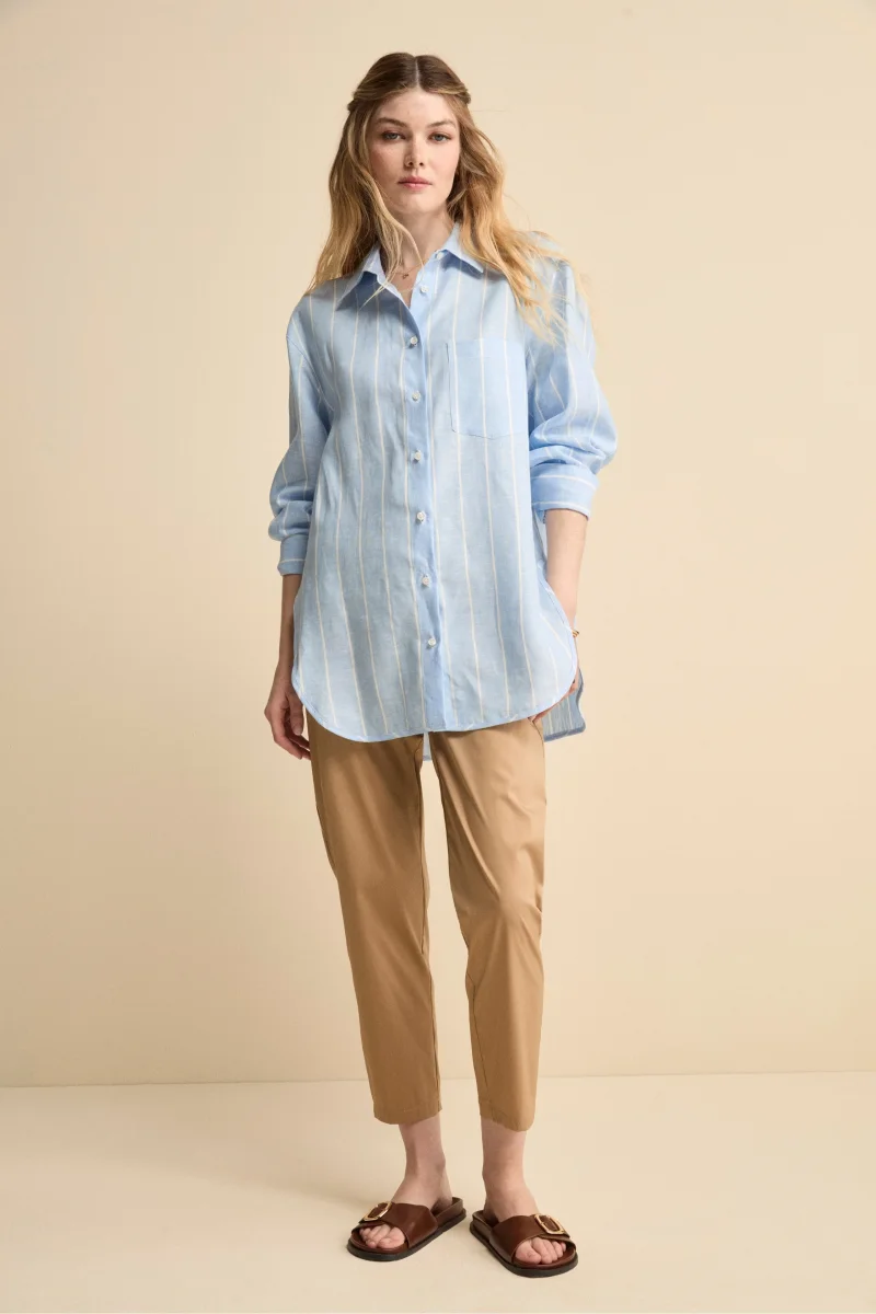 Pantalone Coulisse a Vita Alta in Cotone - KAKI - immagine 5