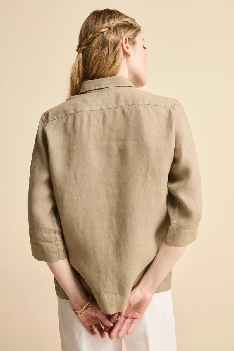 Camicia Boxy in Lino - TORTORA - immagine 5