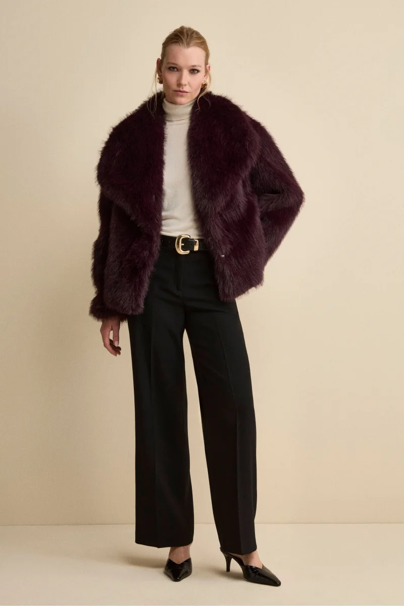 Pantalone con Pieghe a Palazzo in Misto Lana - NERO - immagine 5