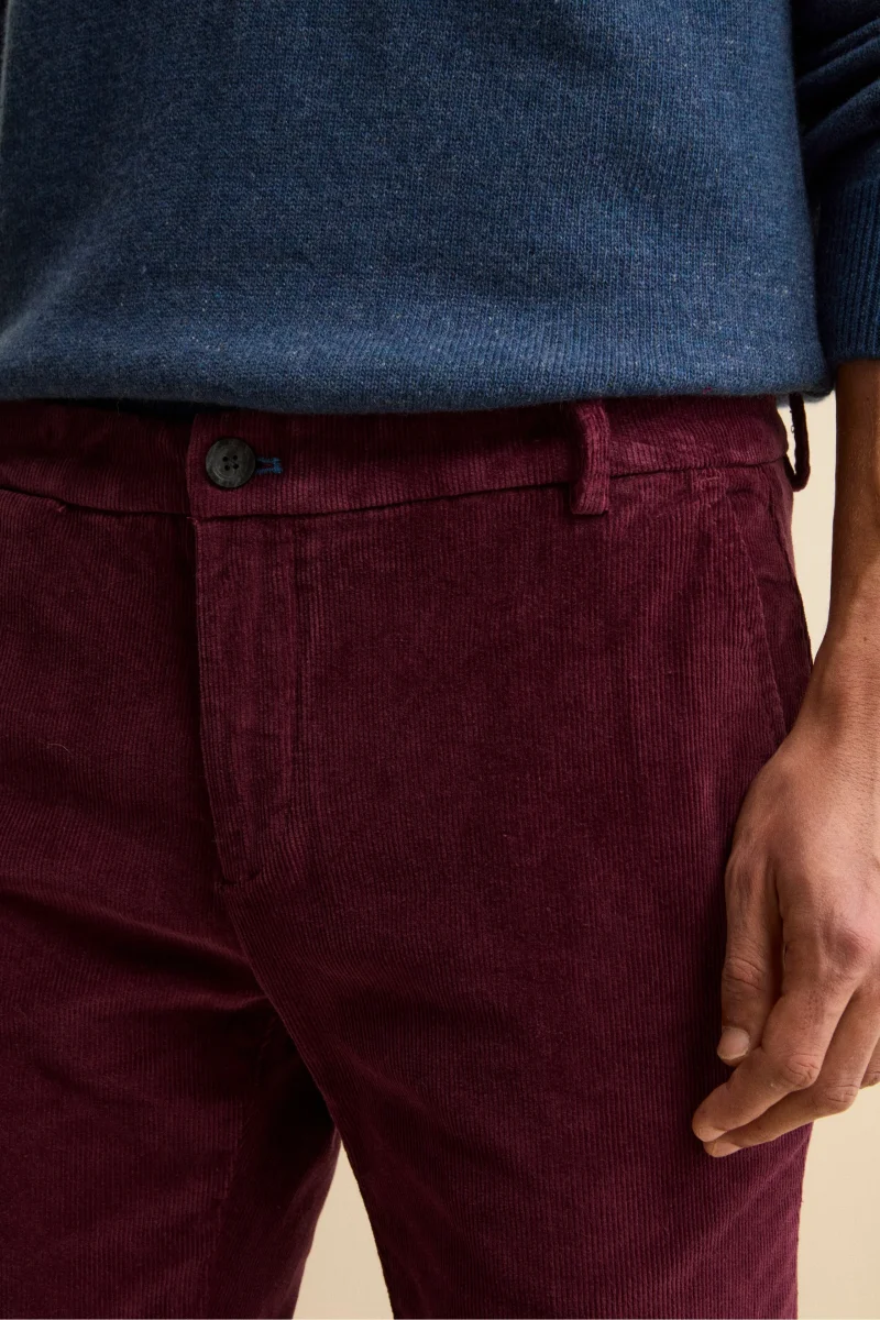 Pantalone Chino Regular Fit in Velluto - BURGUNDY - immagine 5