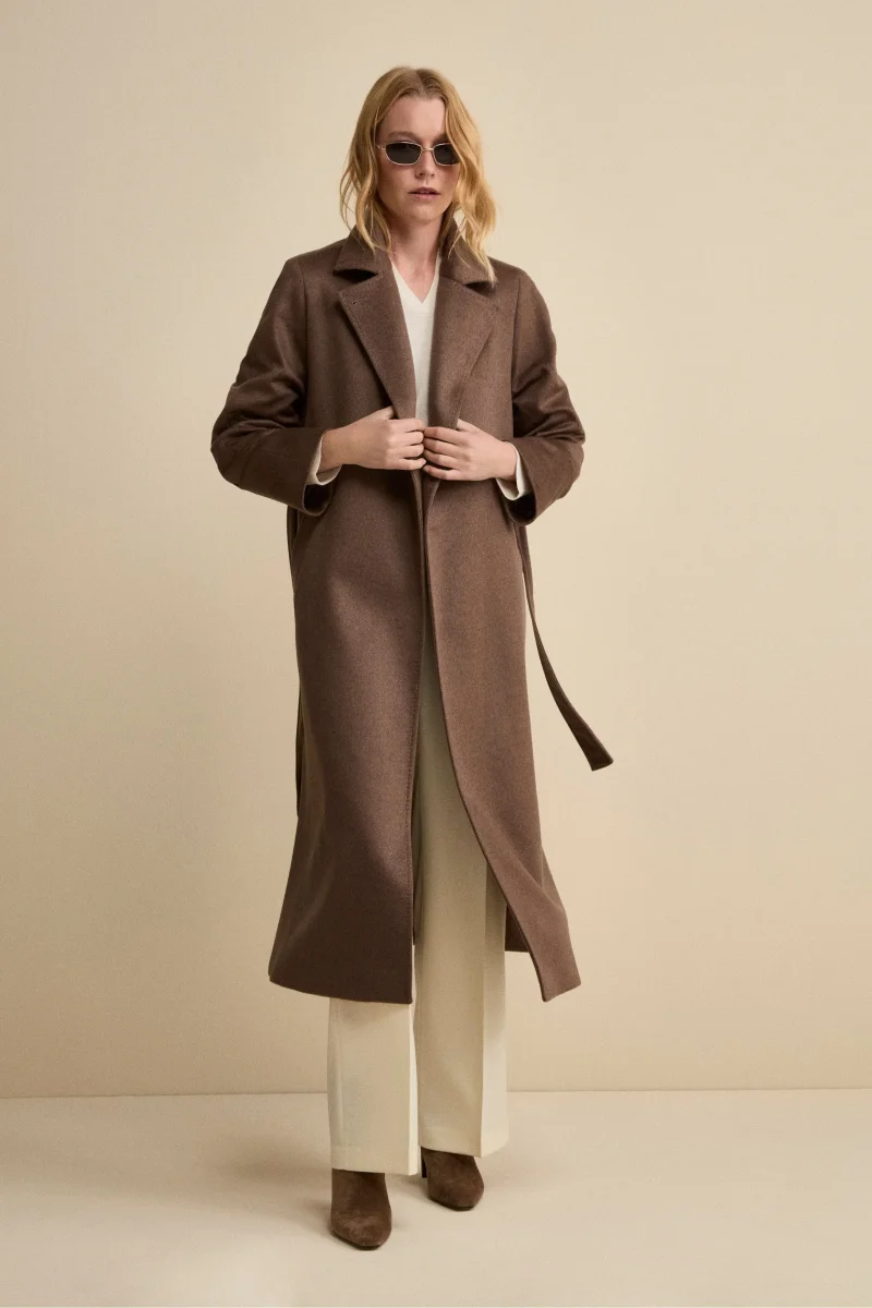 Pantalone con Pieghe a Palazzo in Misto Lana - PANNA - immagine 5