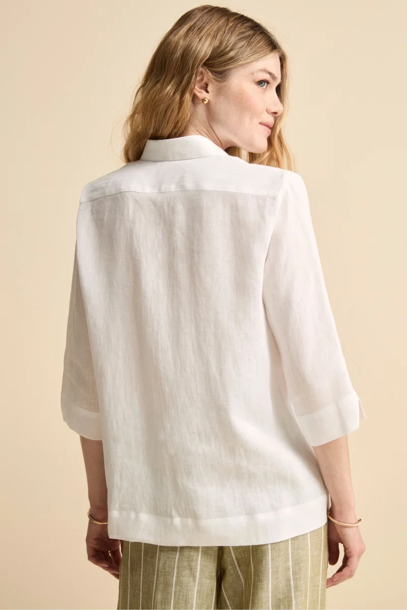 Camicia Boxy in Lino - BIANCO - immagine 3