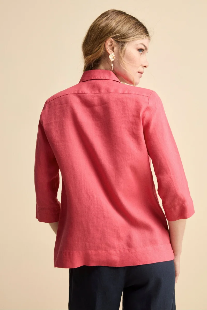Camicia Boxy in Lino - CORALLO - immagine 3