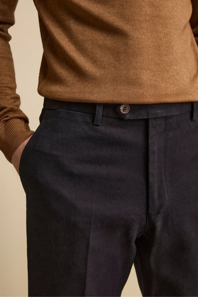 Pantalone con Pieghe Slim Fit in Cotone - BLU - immagine 5