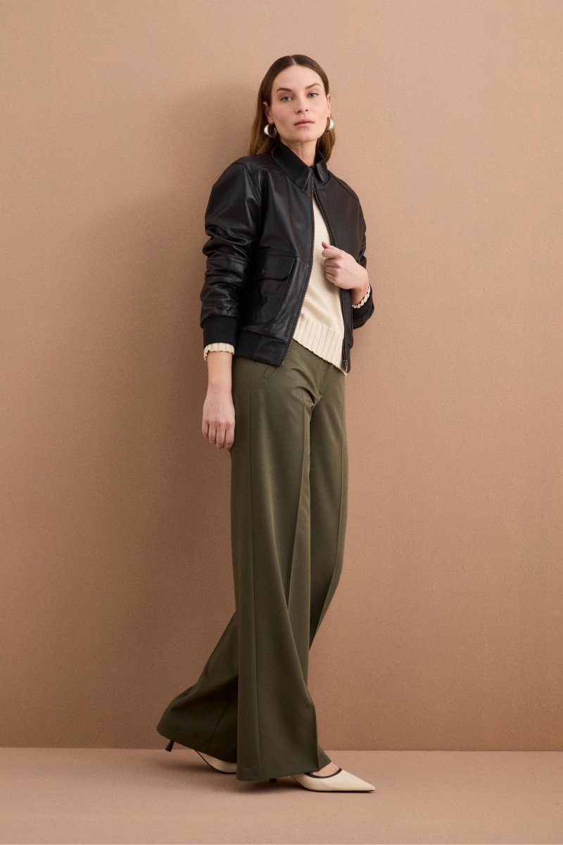 Pantalone Elegante a Palazzo con Piega - VERDONE - immagine 3