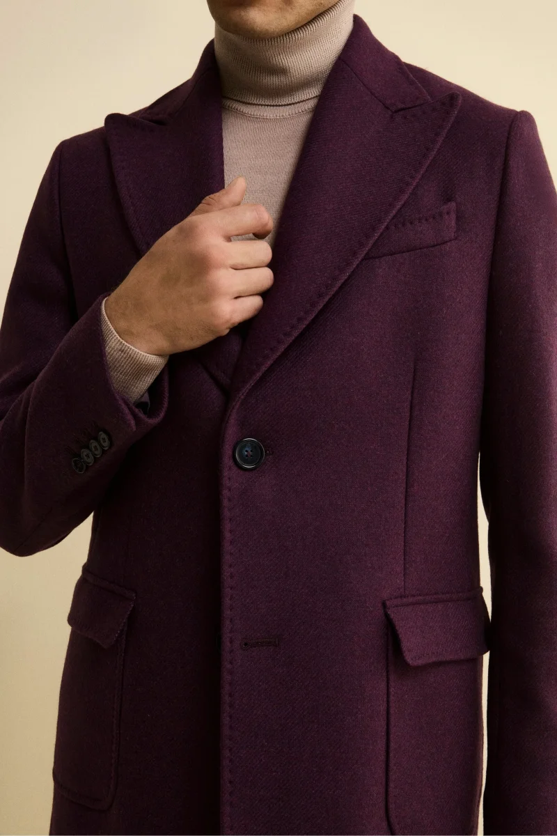 Cappotto Twill in Lana - MELANZANA - immagine 4