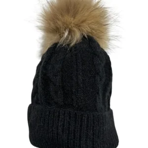 Berretto in lana int con pon pon in murmasky nero