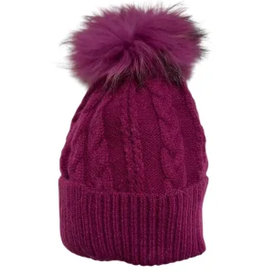 Berretto in lana int con pon pon in murmasky viola