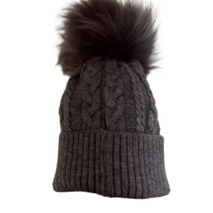 Berretto in lana int con pon pon in murmasky grigio