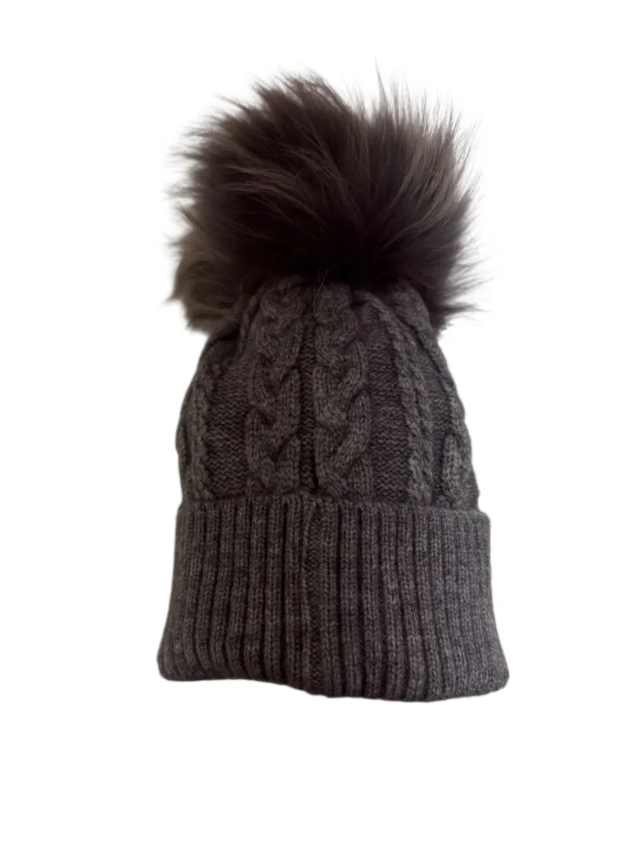 Berretto in lana int con pon pon in murmasky grigio - immagine 2