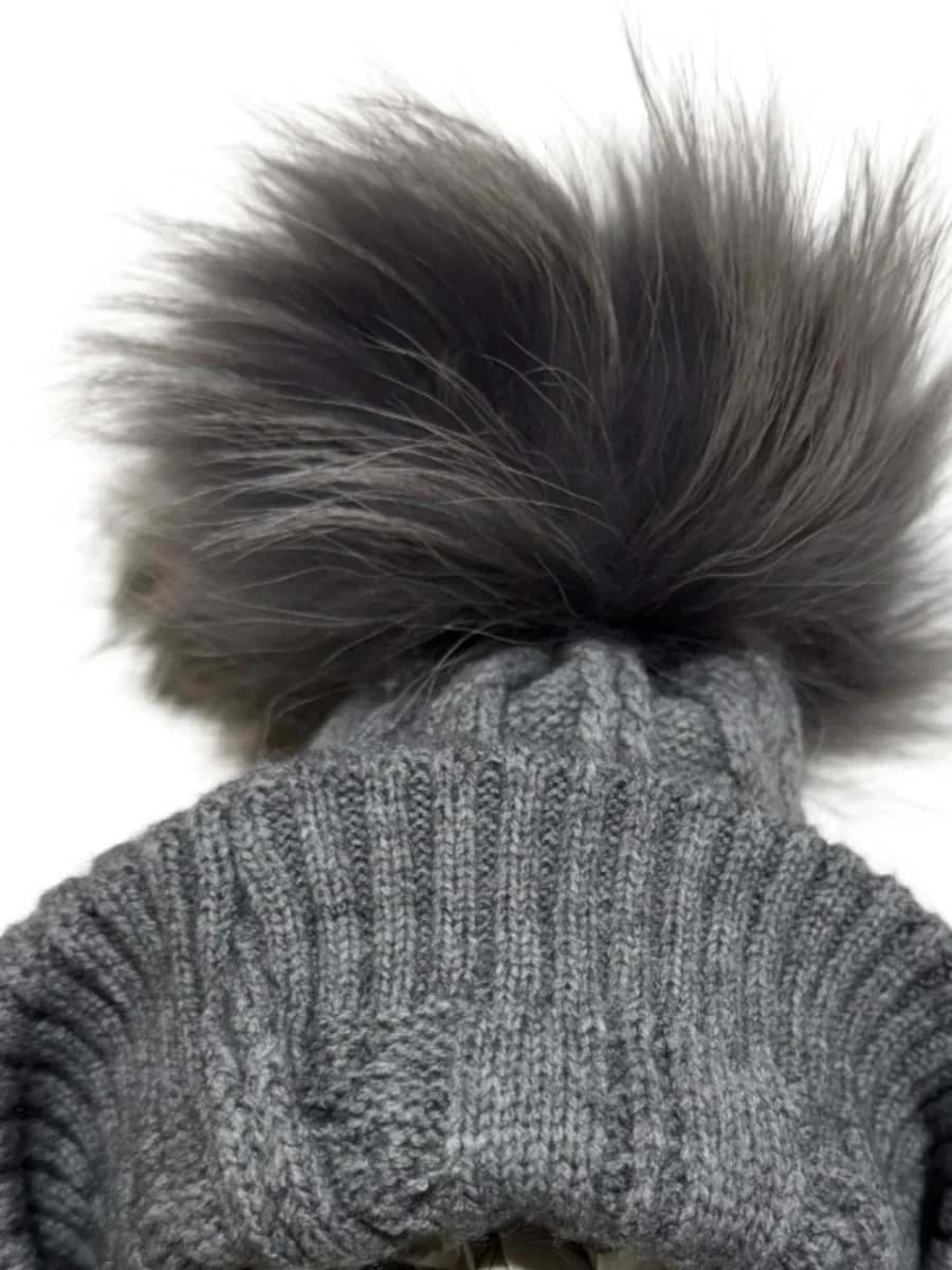 Berretto in lana int con pon pon in murmasky grigio - immagine 3