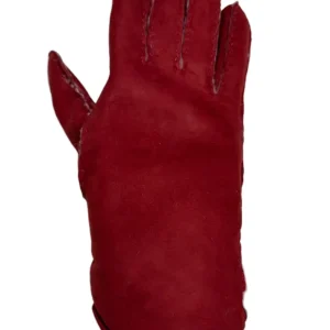 Guanto in vero montone da donna rosso