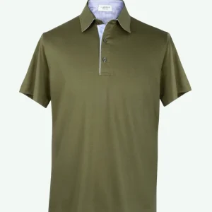 Polo Jersey Mezza Manica in Filo di Scozia - VERDE MILITARE