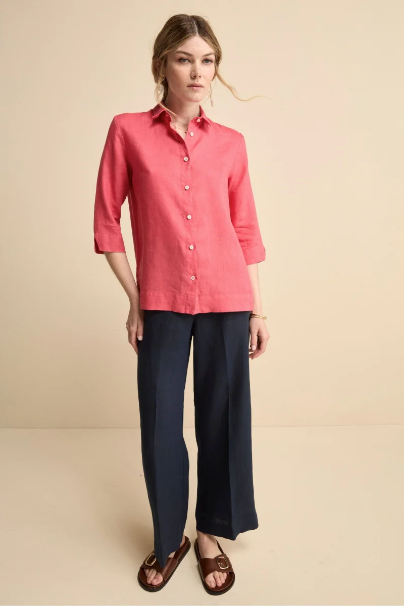 Camicia Boxy in Lino - CORALLO - immagine 6