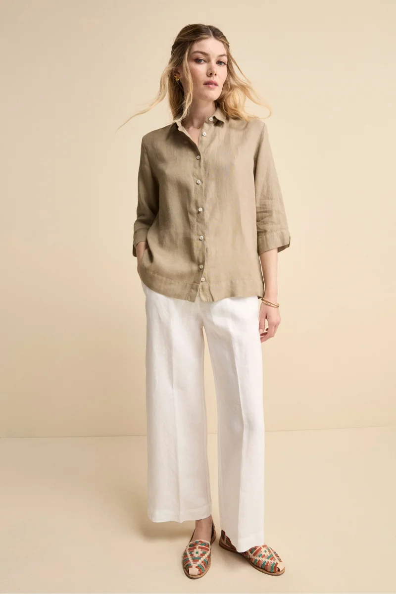 Camicia Boxy in Lino - TORTORA - immagine 6