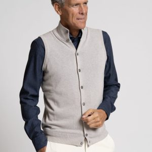 Gilet in Misto Cashmere Collo Alto Beige Freddo