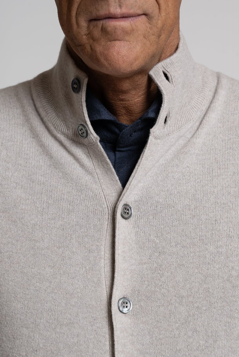 Gilet in Misto Cashmere Collo Alto Beige Freddo - immagine 4