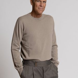 Maglia girocollo in puro cashmere Beige