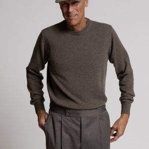Maglia girocollo in puro cashmere Taupe