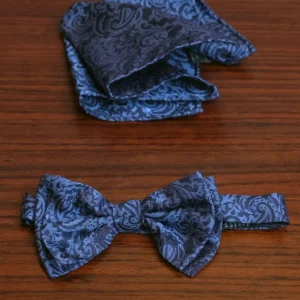 Papillon fantasia jacquard blu tono su tono