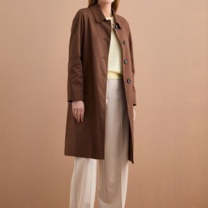 Trench Monopetto Foderato con Collo a Camicia - BRUCIATO