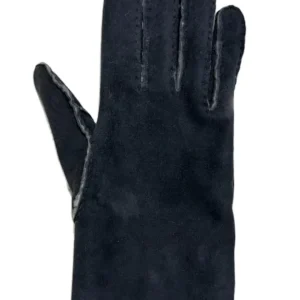 Guanto in vero montone da donna blu