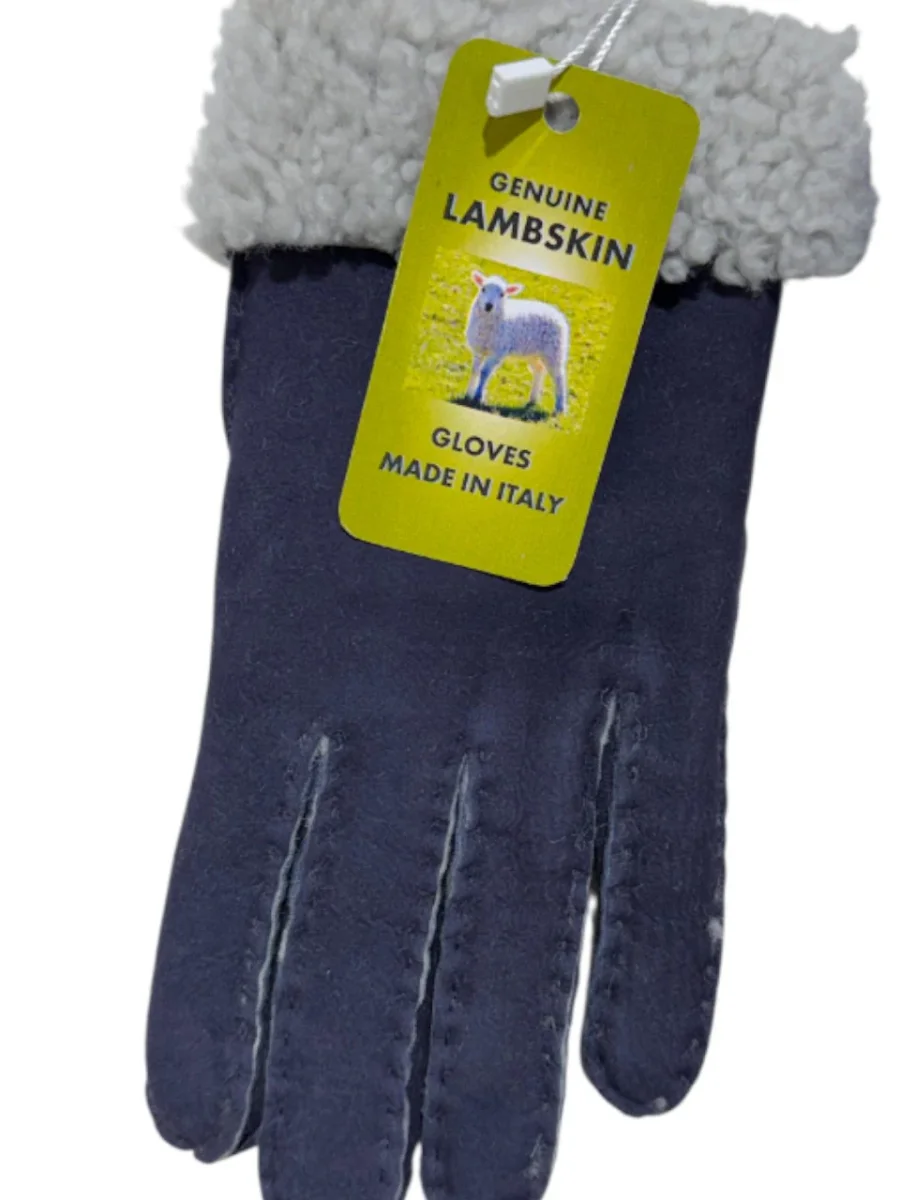 Guanto in vero montone da donna blu - immagine 4