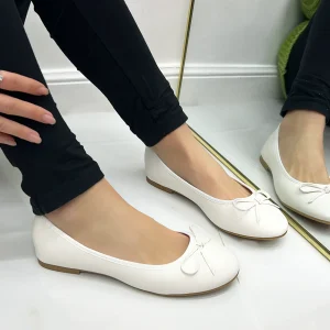 Samira - Scarpe Donna Ballerina Fiocco Comode Bianco