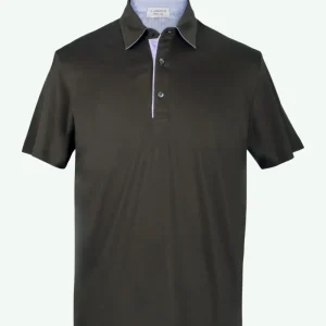 Polo Jersey Mezza Manica in Filo di Scozia - MARRONE