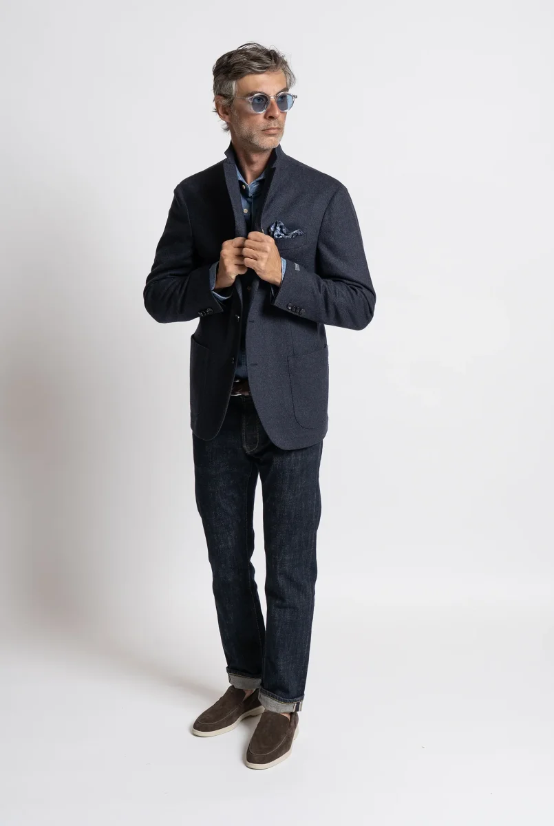 Blazer Monopetto in Cashmere Blu - immagine 2