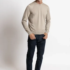 Maglia Girocollo in Lana Royal Merino extra fine color Beige