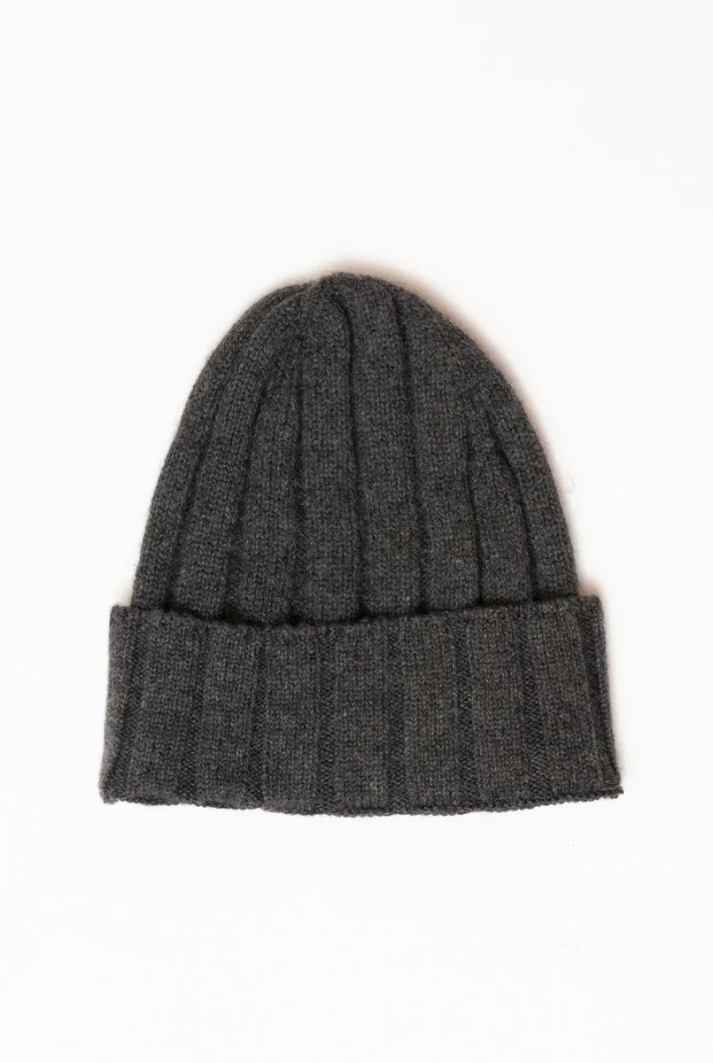Berretto in Cashmere Grigio Scuro