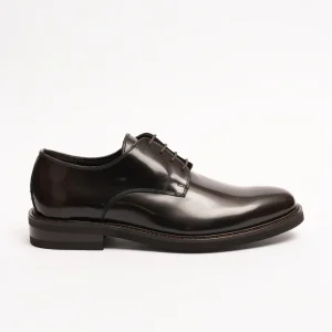Scarpa derby in vitello spazzolato lucido testa di moro