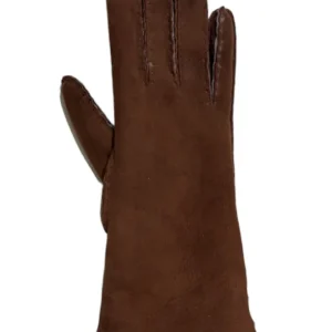 Guanto in vero montone da donna cognac