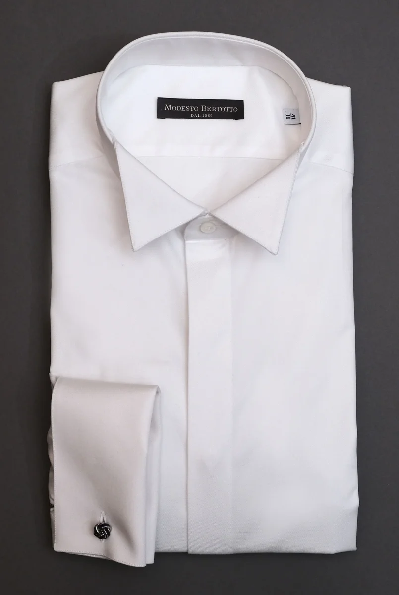 Camicia Bianca Collo diplomatico Polsino Gemelli - immagine 2