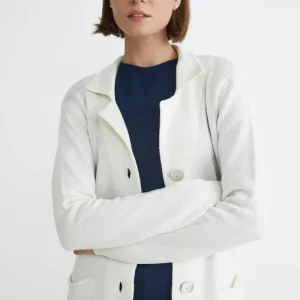 Cardigan in lana con bottoni - ECRU