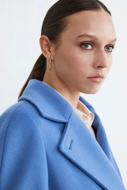 Cappotto lungo in lana e cashmere - AZZURRO - immagine 5