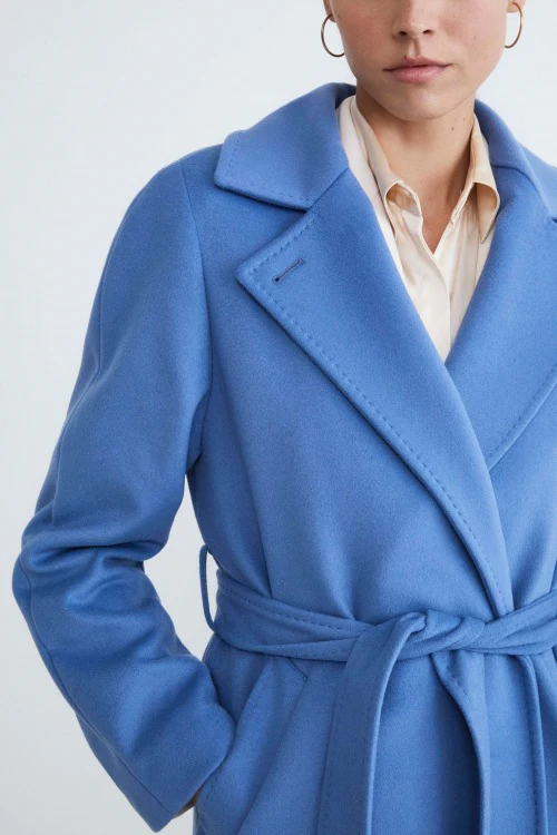 Cappotto lungo in lana e cashmere - AZZURRO - immagine 6