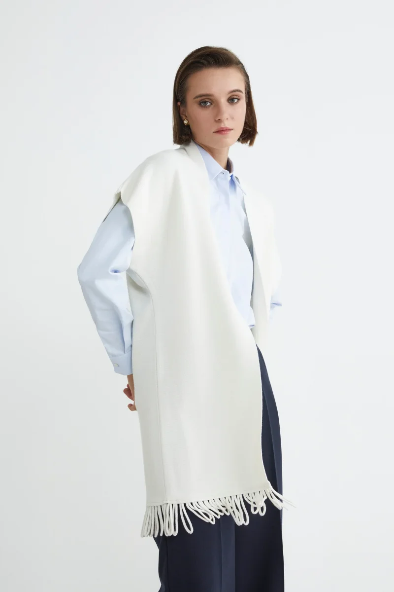 Gilet con frange - ECRU - immagine 3